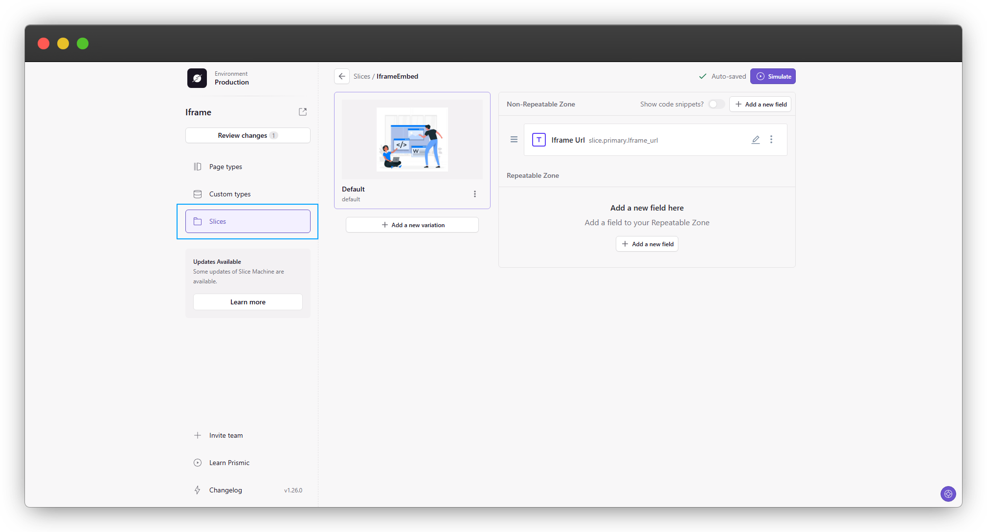Step 1 Create the iframe Slice in Prismic
