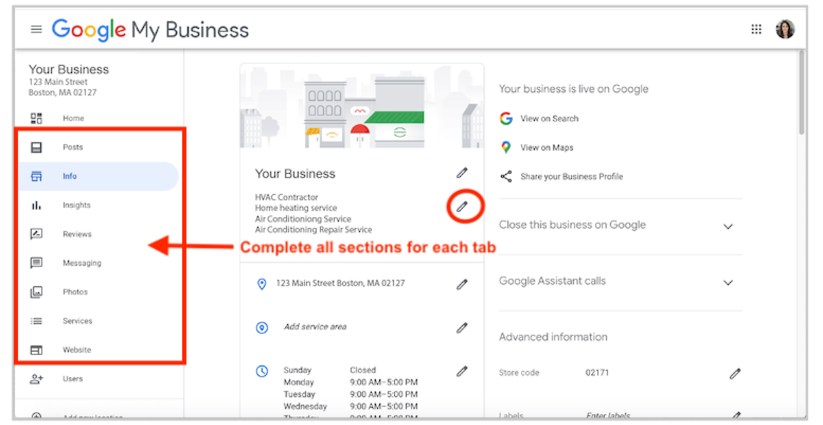 google my business page