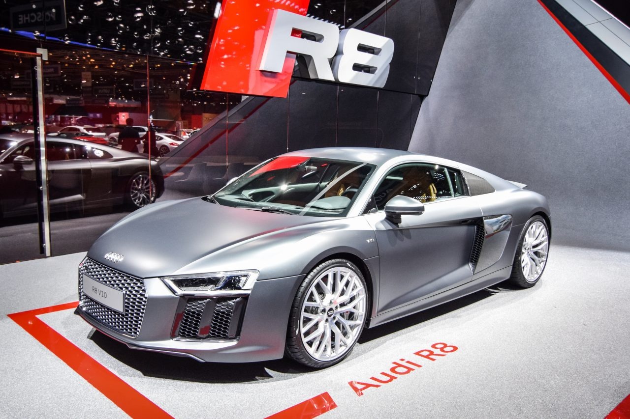 Audi R8 sports car presented at the 85th Geneva International Motor Show in Palexpo. Photo: Yauhen_D/Shutterstock.com