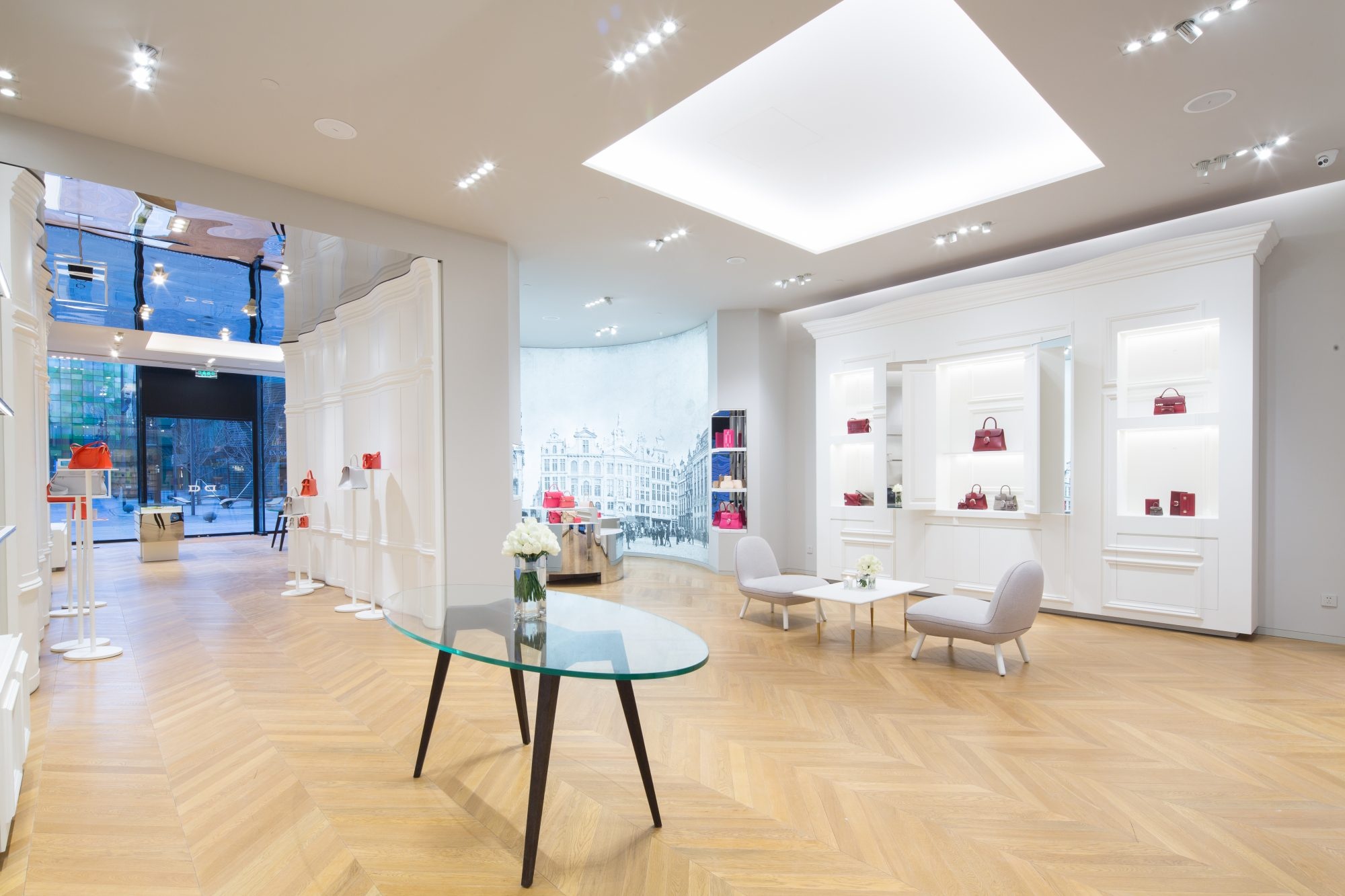 Currently, the first floor of Delvaux's newest flagship features a series of red leather bags to celebrate Chinese New Year. (Courtesy Photo)