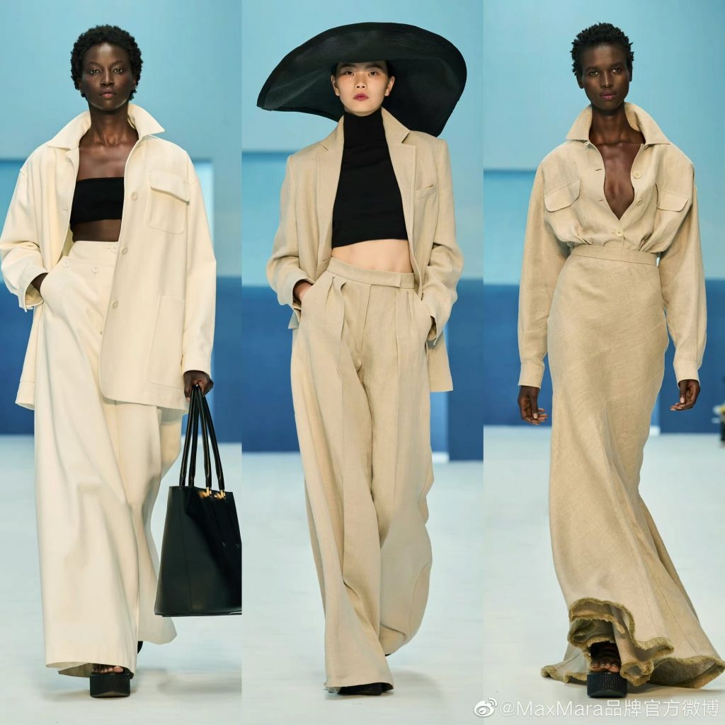 Max Mara's Spring 2023 runway featured sailor pants, halter-neck tops, and floppy hats. Photo: Max Mara