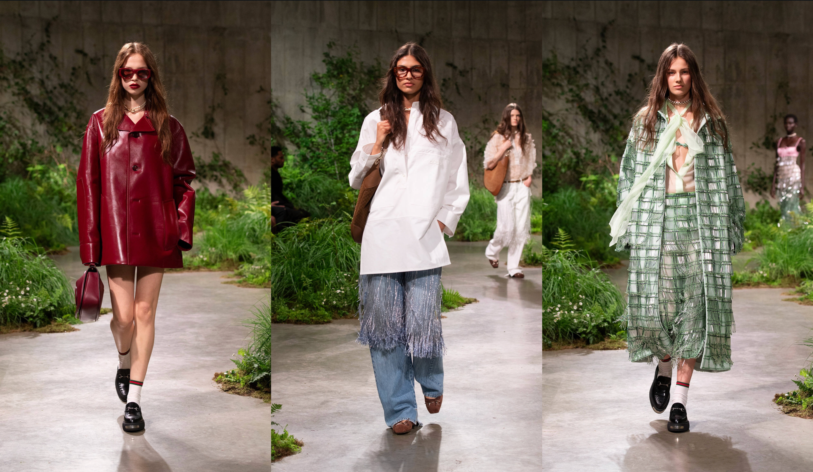 Looks from Sabato de Sarno's Gucci Cruise 2025 show in London. Images: Gucci