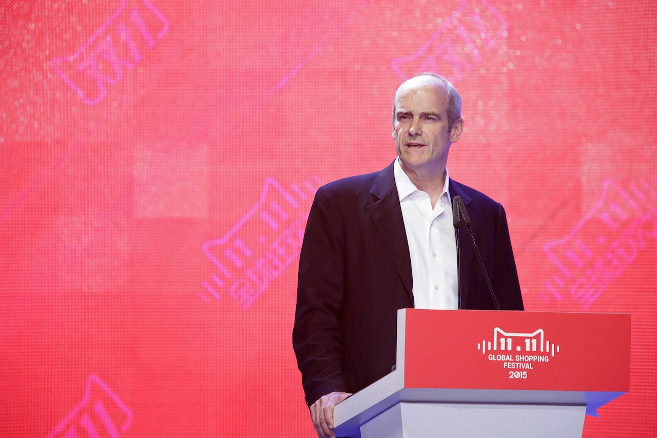 Michael Evans, CEO of the Alibaba Group, speaks during the launch of the 2015 TMall 11.11 Global Shopping Festival at the company's head quarters in Hangzhou,  China on October 13, 2015.   Qilai Shen / Bloomberg