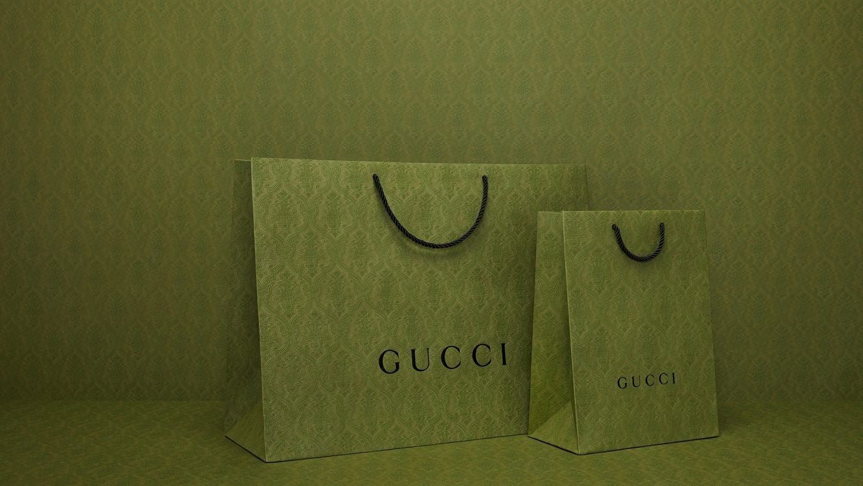 Luxury shopping bags became a crucial symbol for citizens during lockdown. Now, they’re surfacing in the resale market. Photo: Gucci