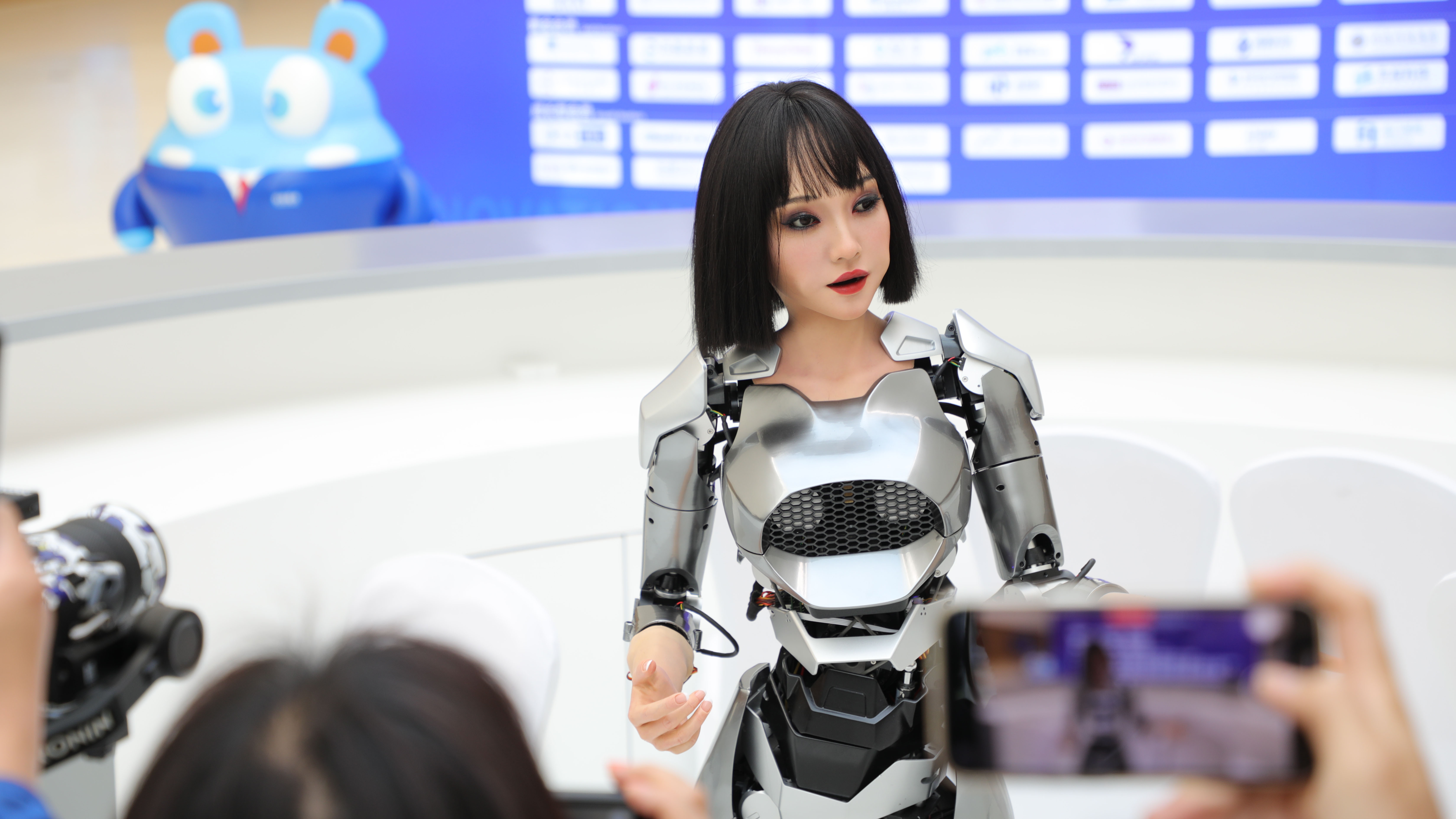 An AI generated content (AIGC) humanoid robot is on display at the 2024 Zhongguancun Forum in Beijing, China. Image: Li He/VCG via Getty Images