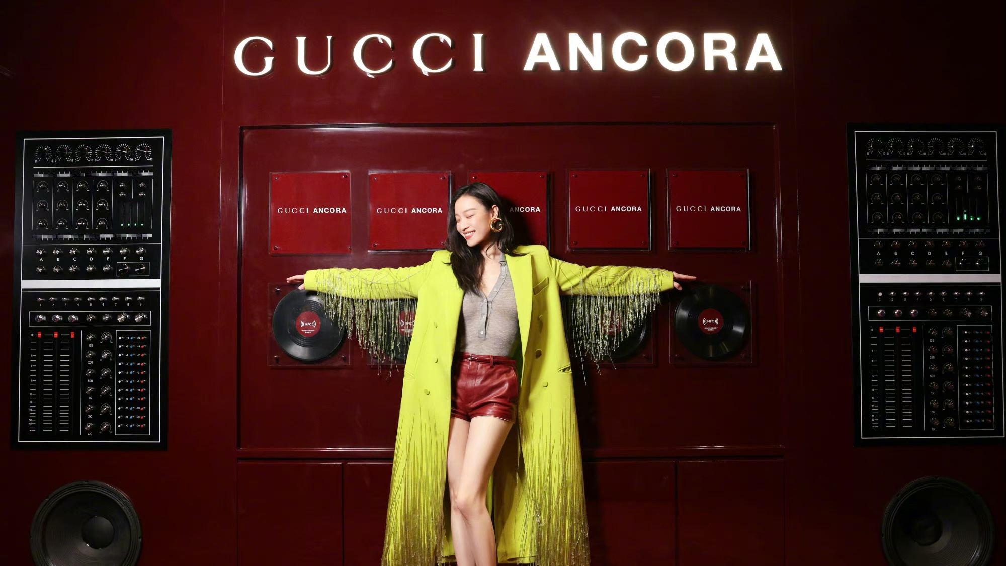 Gucci ambassador Ni Ni attends the Gucci Ancora pop-up in Shanghai. Photo: Weibo