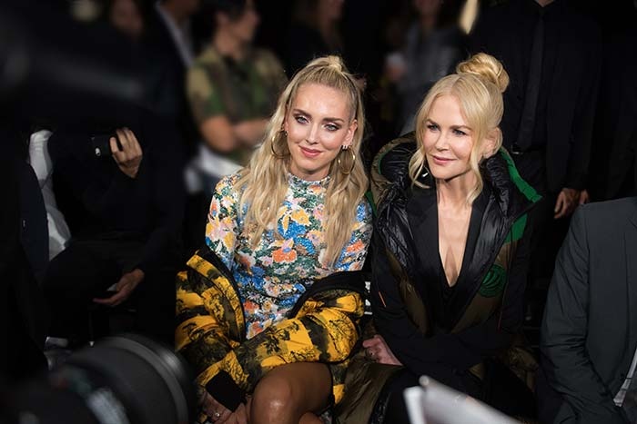 Chiara Faragni and Nicole Kidman on the front row of Bosideng's Milan Fashion Week show. Photo: Bosideng.com