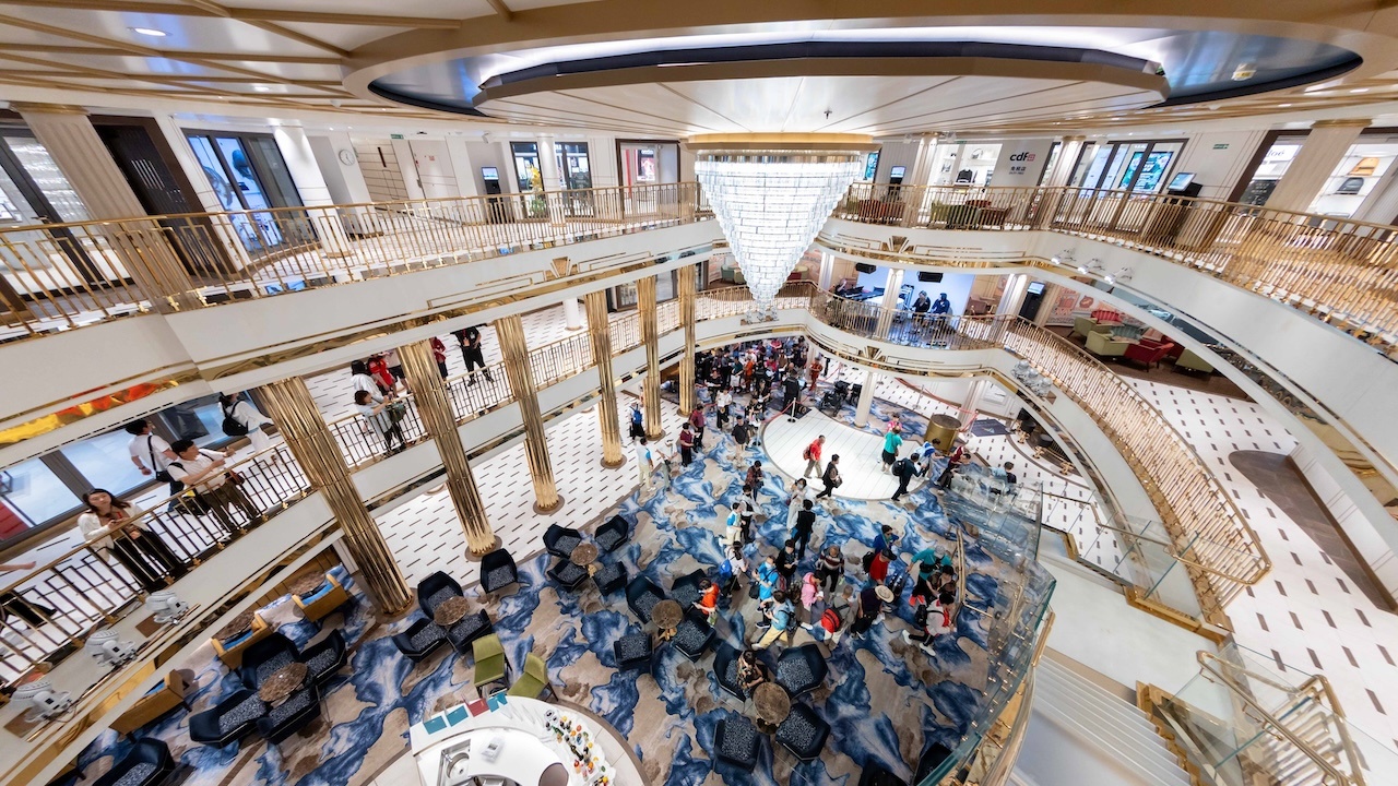 The interior of the “Adora Magic City,” China’s first domestically manufactured cruise ship. Image: Getty Images