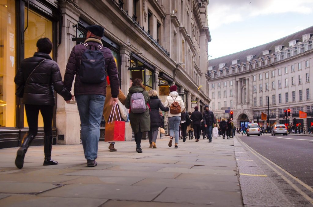 Shoppers walking on Regent Street, a famous shopping street in London. Photo: Shutterstock