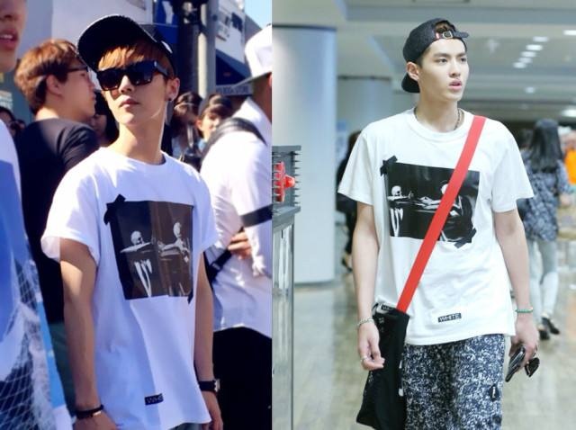 Two of China’s most popular pop stars, Lu Han and Kris Wu, wearing Off White Tshirts. Photo: Sohu.com