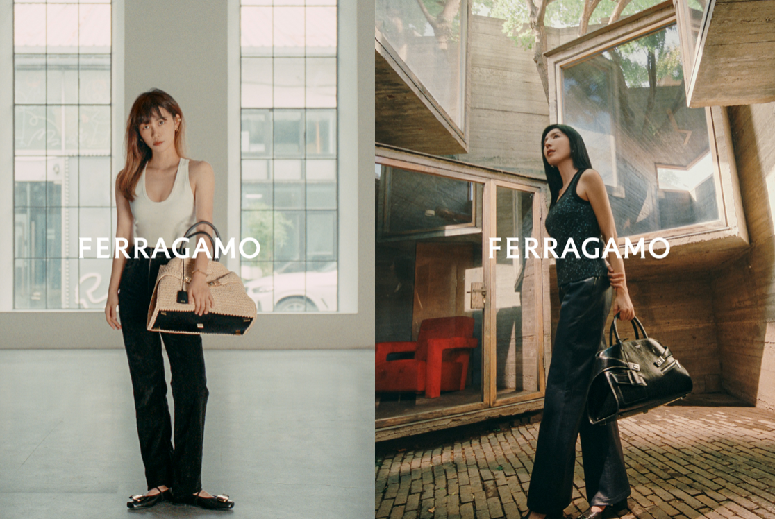 Photographer Chen Man, left, and actress Cheryl Yang express their personal styles. Image: Ferragamo
