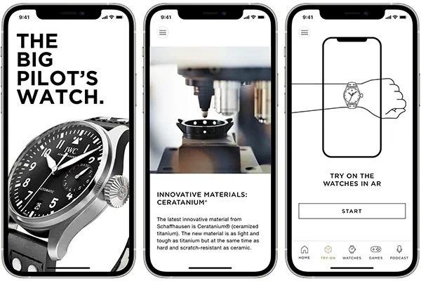 IWC Schaffhausen launched an app with a virtual watch try-on feature ahead of this year's digital Watches and Wonders exhibition. Photo: Courtesy