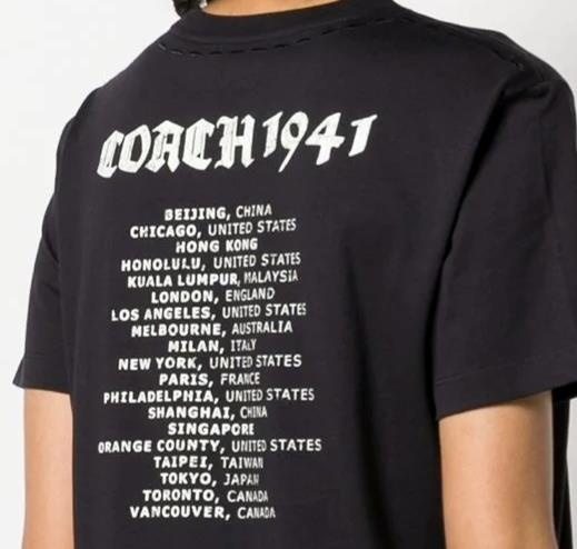 Coach's faux tour shirt ignited controversy for listing Hong Kong and Taipei separately from China. Photo: Coach