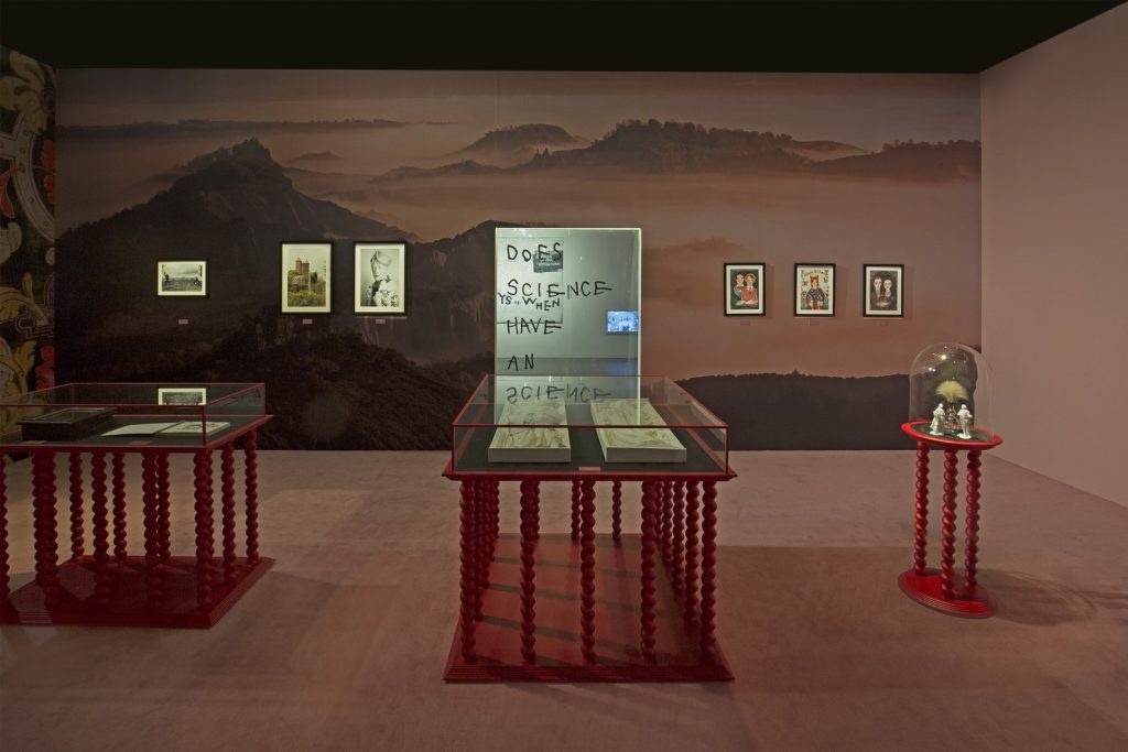 The 'A Magazine Curated By' art exhibit in Beijing featured favorites of Gucci creative director Alessandro Michele. This room showcased a "Cabinet of Curiosities," featuring several high jewelry themed art pieces. (Courtesy Photo)