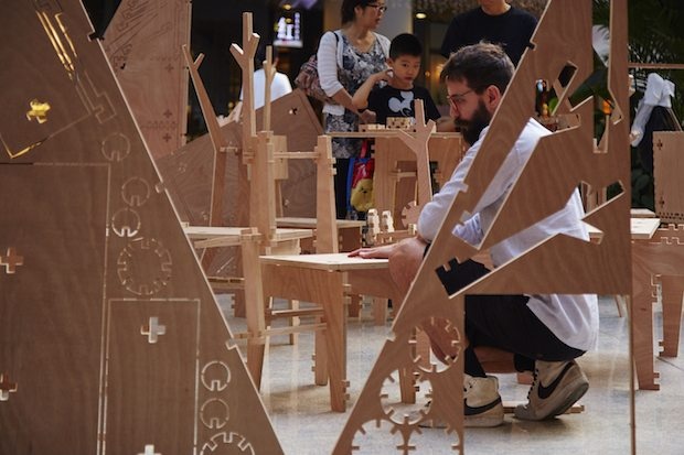 The Deconstructing Living display at Parkview Green for Beijing Design Week. (Courtesy Photo)