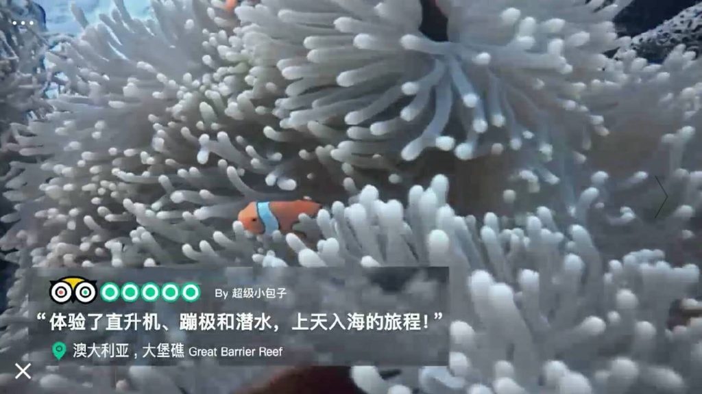 TripAdvisor promotes travel to Australia in its Moments Ads. Photo: TripAdvisor's WeChat account