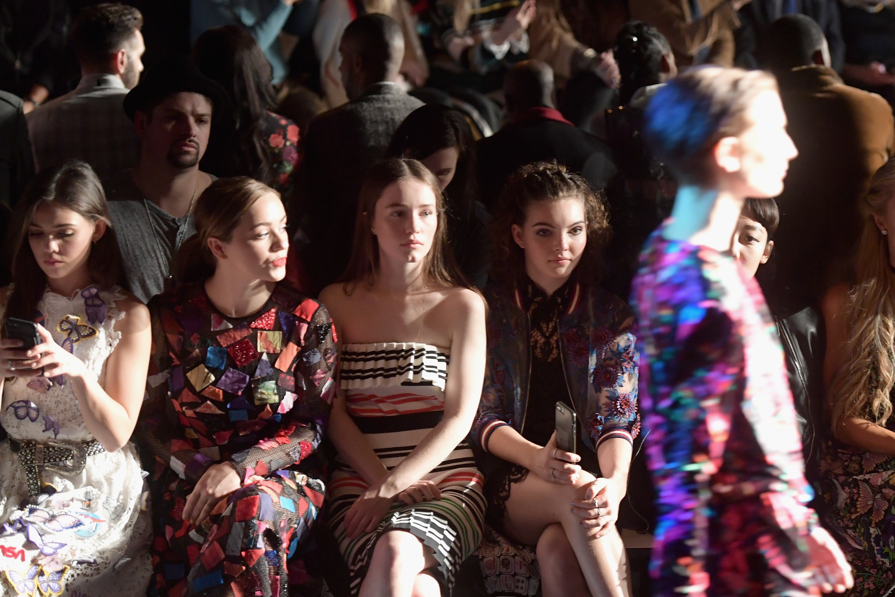 Danielle Campbell, Cailee Rae, Sigrid, and Camren Bicondova attend Vivienne Tam FW2017 Runway Show  during New York Fashion Week. (Photo by Gustavo Caballero/Getty Images for Vivienne Tam)