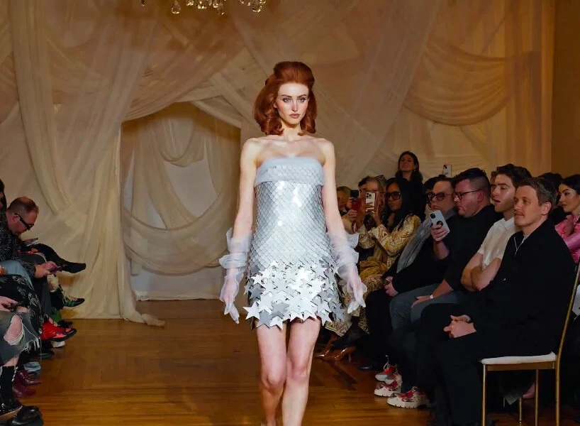 Adobe’s interactive dress debuted on the runway at Christian Cowan’s NYFW Fall 2024 showcase. Photo: Adobe