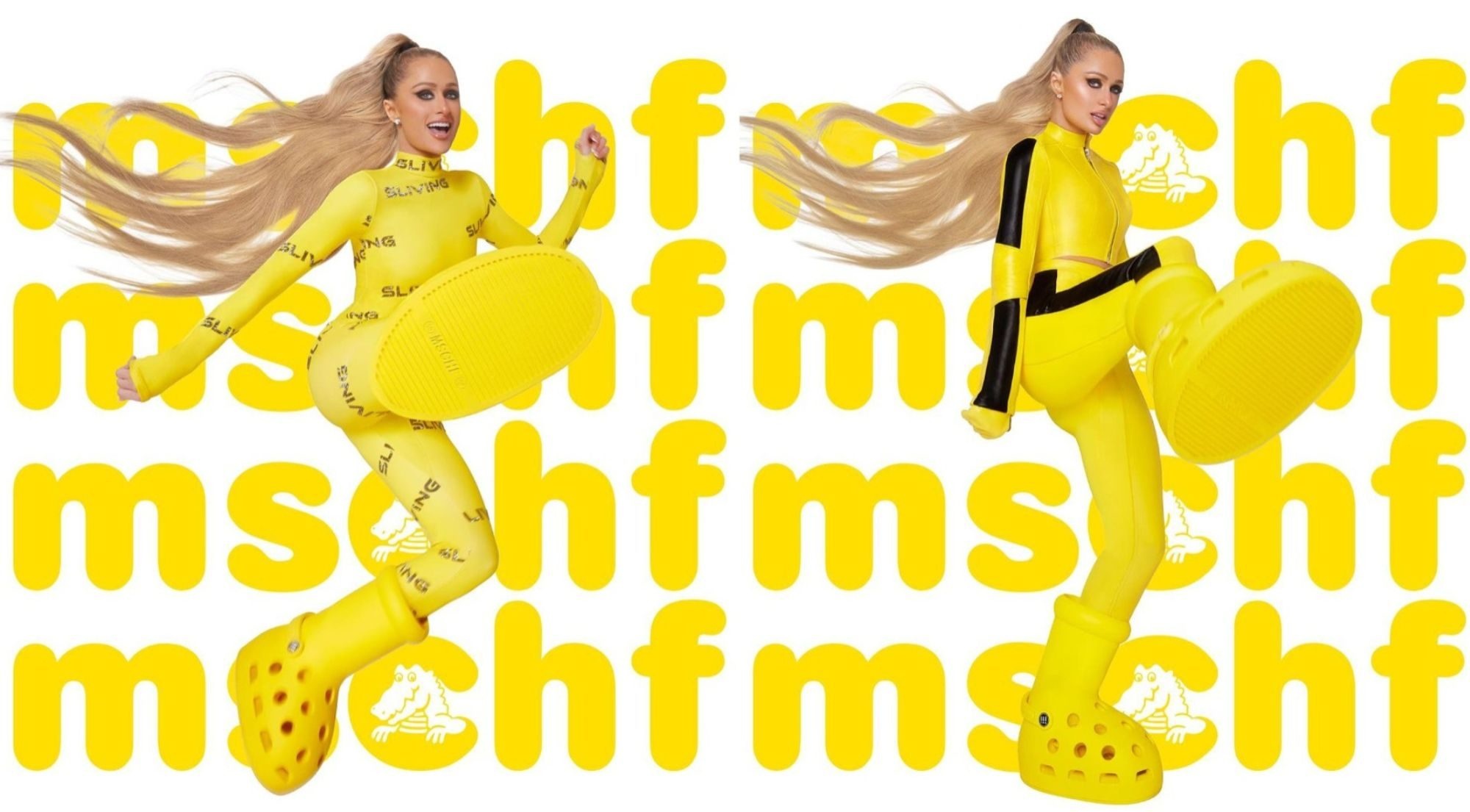 The Mschf x Crocs campaign, starring Paris Hilton. Photo: Mschf