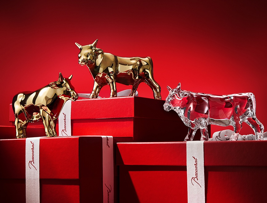 Baccarat has partnered with designer Allison Hawkes to release crystal ox sculptures in celebration of Chinese New Year. Photo: Courtesy of Baccarat.