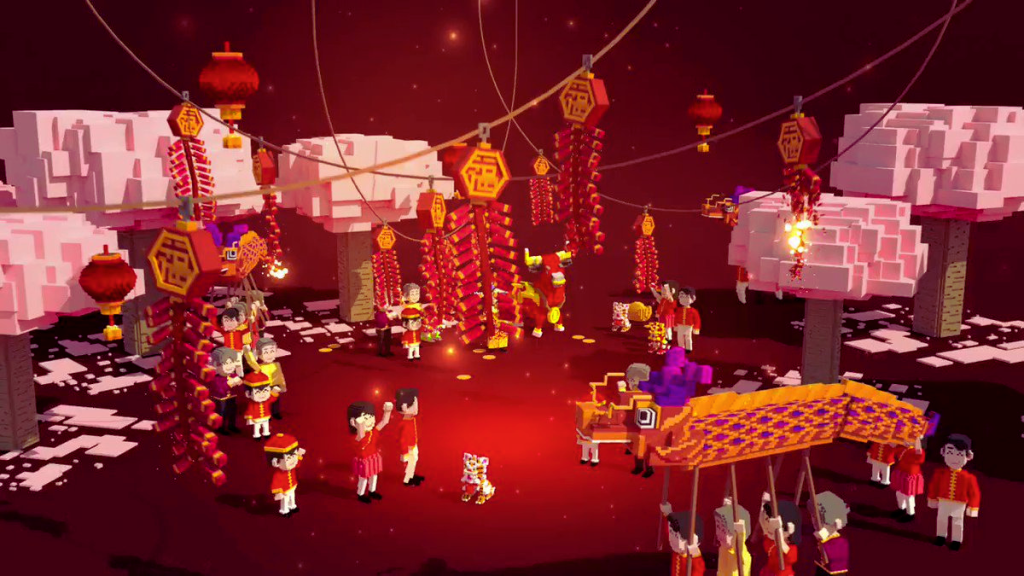 Metaverse platform The Sandbox transformed its space into a Lunar New Year-inspired celebration. Photo: The Sandbox