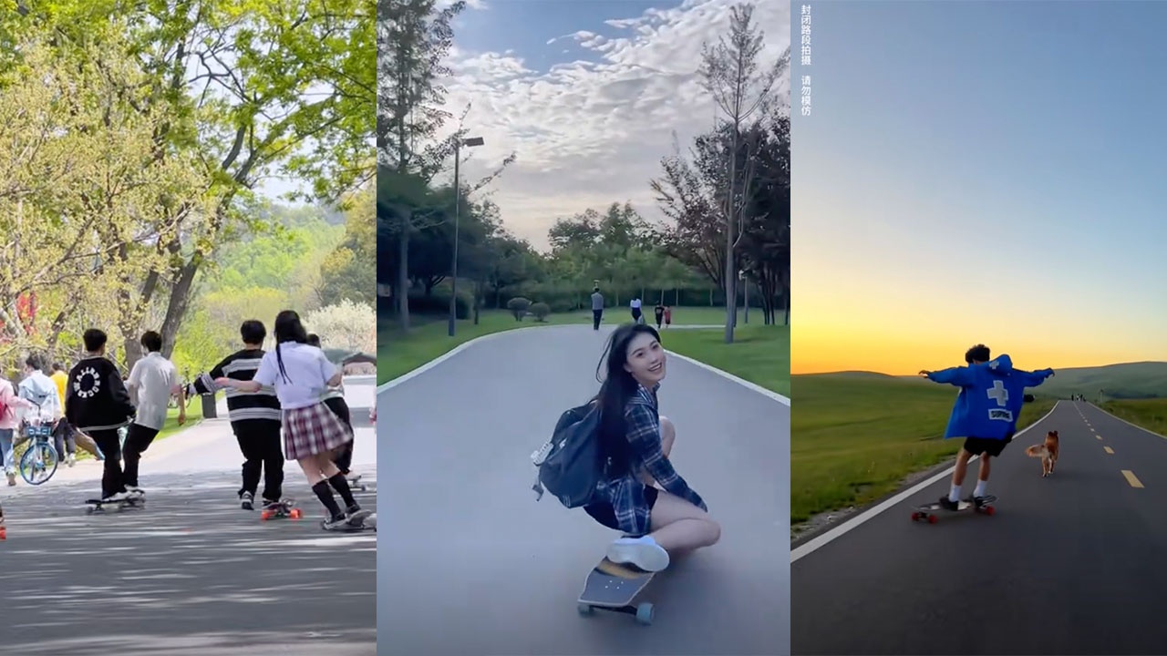 The hashtag “love the freedom of skateboarding” had 8.92 million views on Douyin as of February 2024. Photo: Douyin