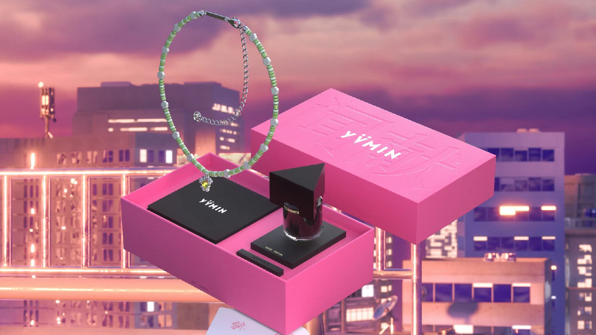 Chinese fragrance brand Documents announced its collaboration with local accessory brand Yvmin, dropping a limited-edition gift box for the Qixi Festival. Photo: Yvmin x Documents