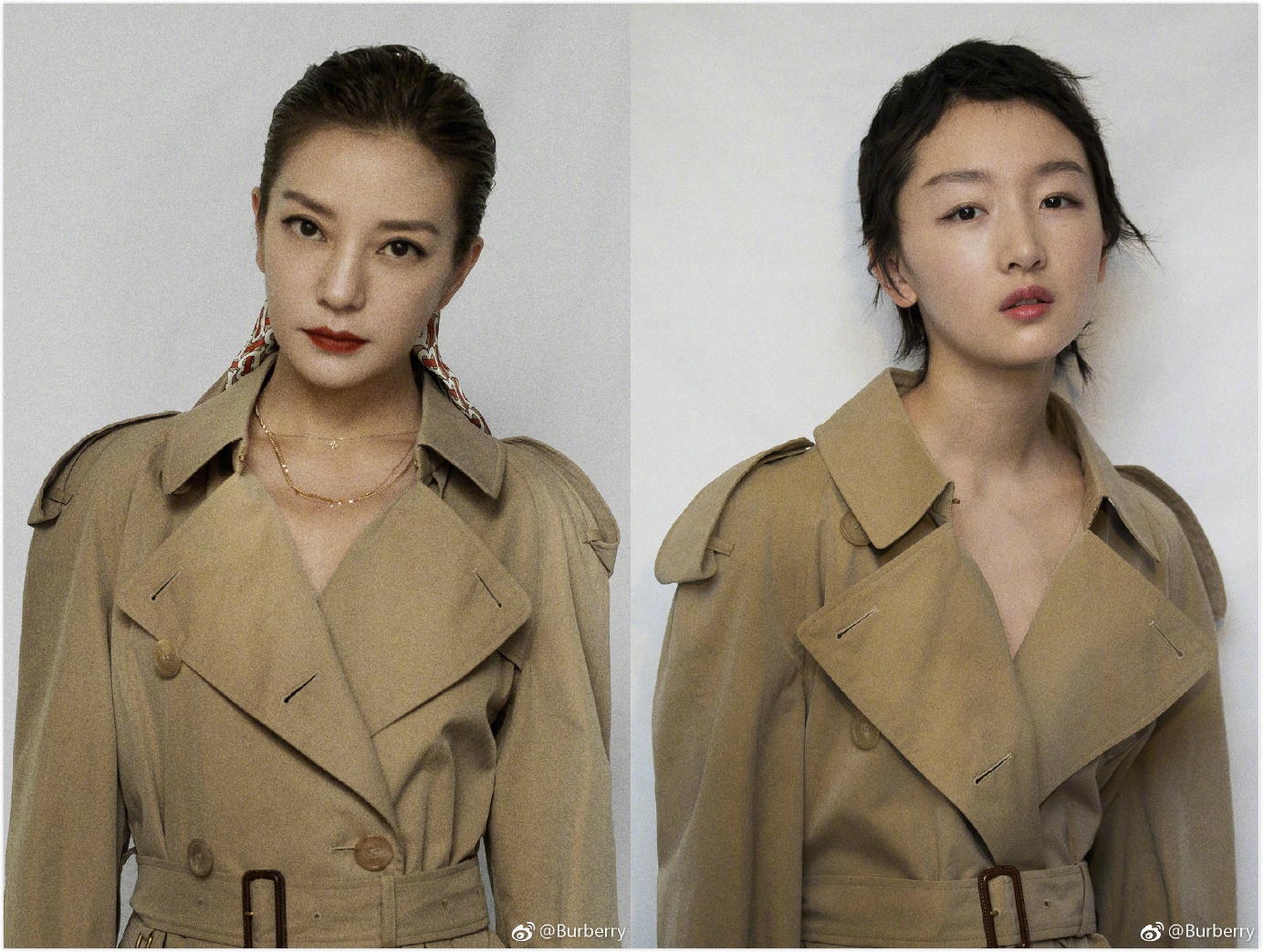 Burberry's new brand ambassador Vicky Zhao and Zhou Dongyu. Photo: Weibo