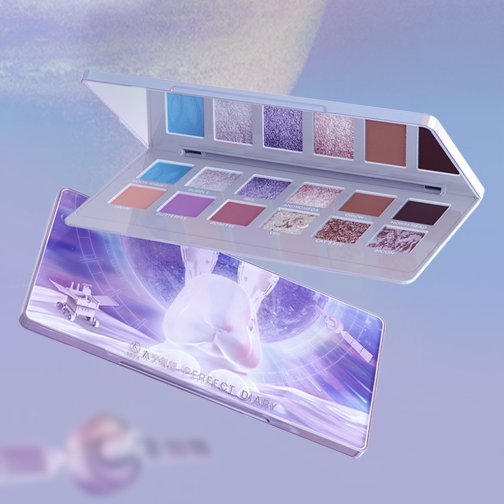 Perfect Diary teamed up with China Aerospace to launch an eyeshadow palette inspired by the "Jade Rabbit" character from Chinese folklore. Photo: Perfect Diary's website