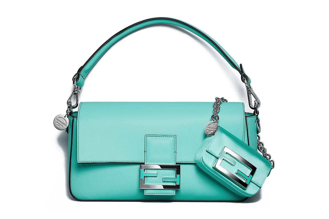 The Fendi x Tiffany Baguettte Bag cut from calfskin leather. Photo: Fendi