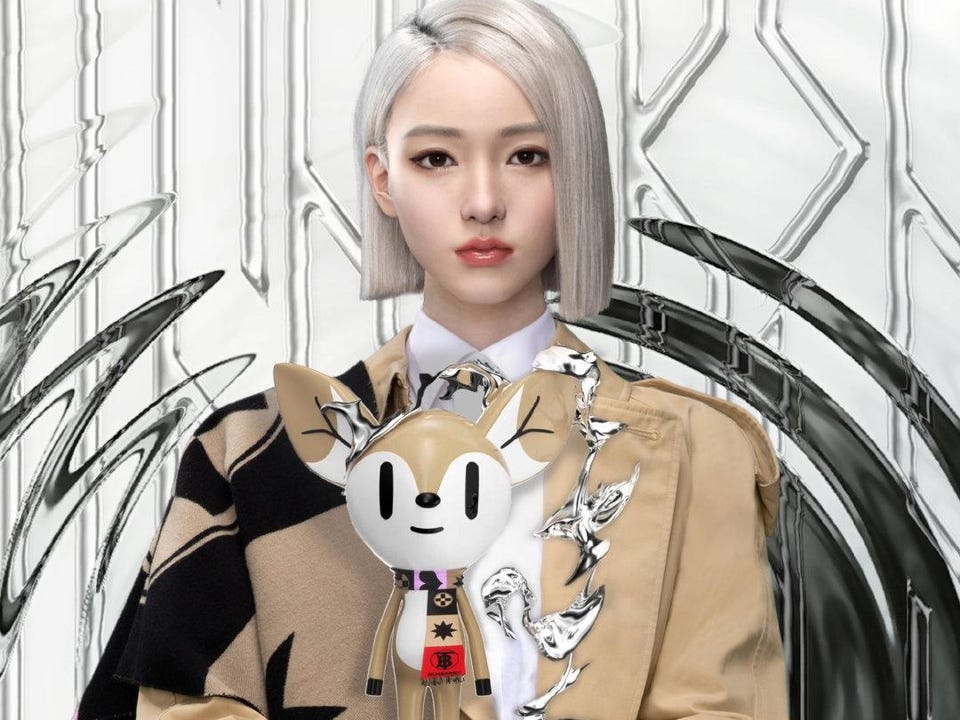 Virtual idol Ayayi presenting Burberry's NFT deer. Photo: Tmall/Forbes