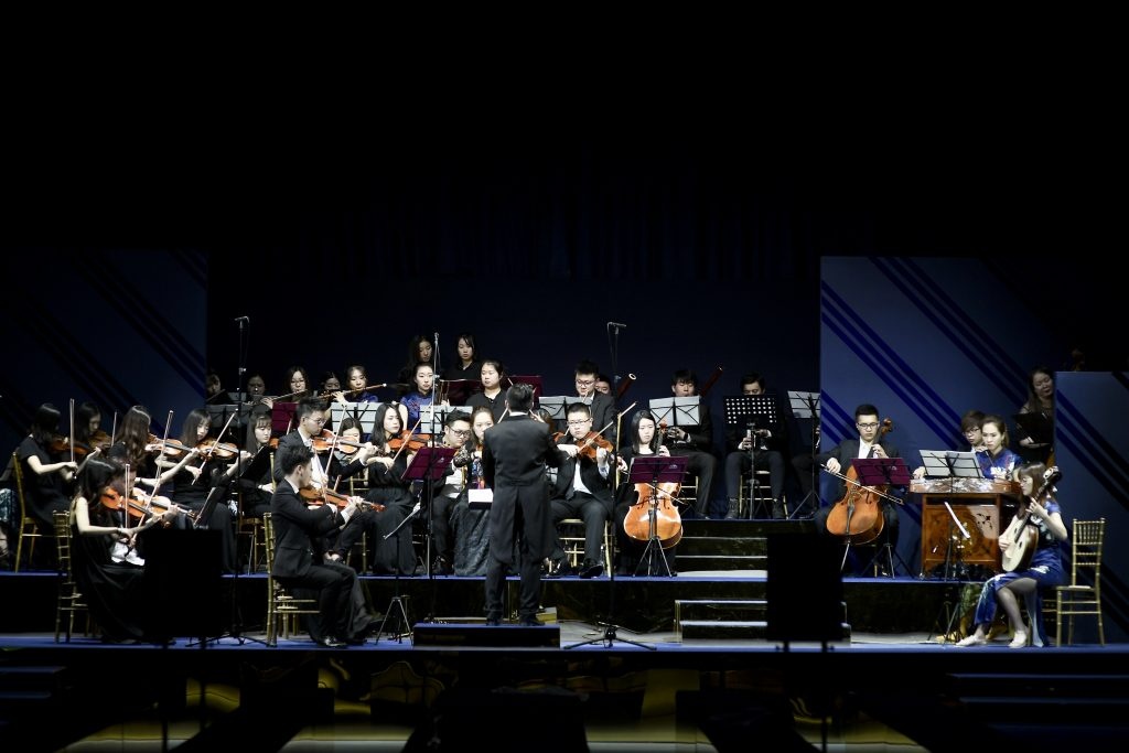 An orchestra played Jay-Z and Alicia Keys' "Empire State of Mind" at the Shanghai runway show. Photo: Brooks Brothers