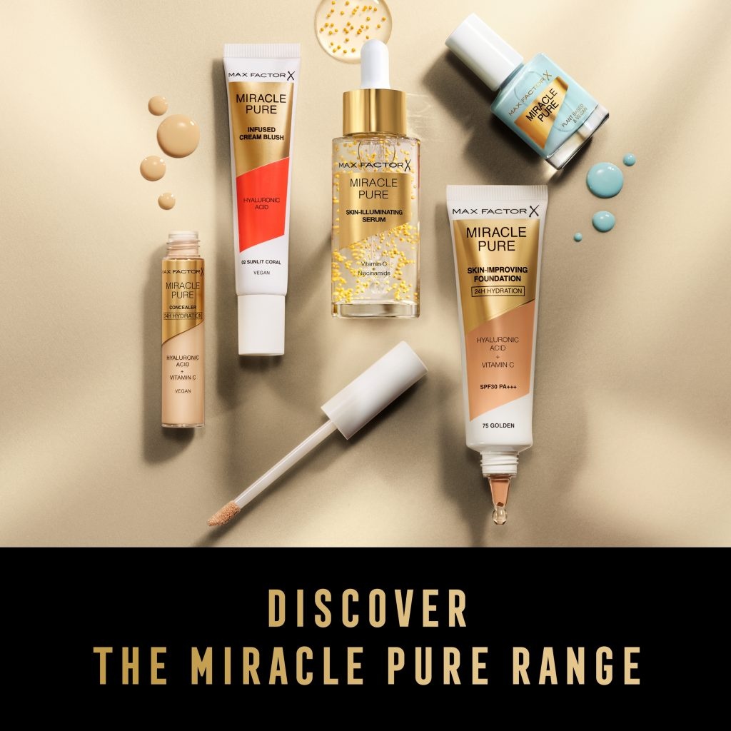 With today’s consumers demanding multi-tasking skincare and make-up products, Max Factor’s new Miracle Pure range is richly infused with skincare ingredients, including Vitamin C and Hyaluronic Acid and provides 24 hours hydration. Photo: Coty Group