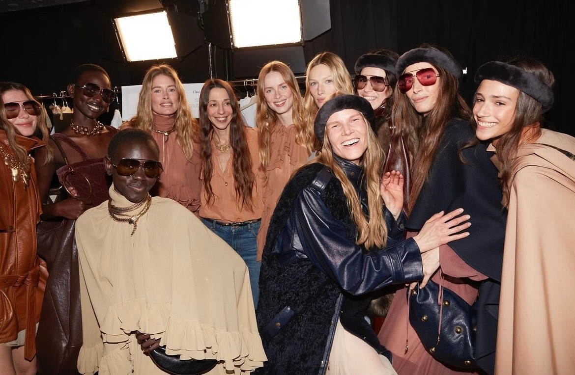 Backstage at the Chloé FW24 showcase. Photo: Chemena Kamali's Instagram