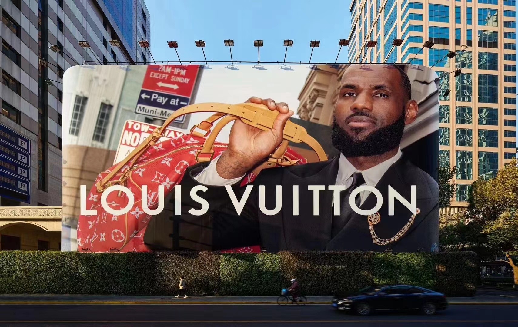 Louis Vuitton’s new Speedy campaign starring Lebron James has been mounted in Shanghai city center. Photo: Louis Vuitton
