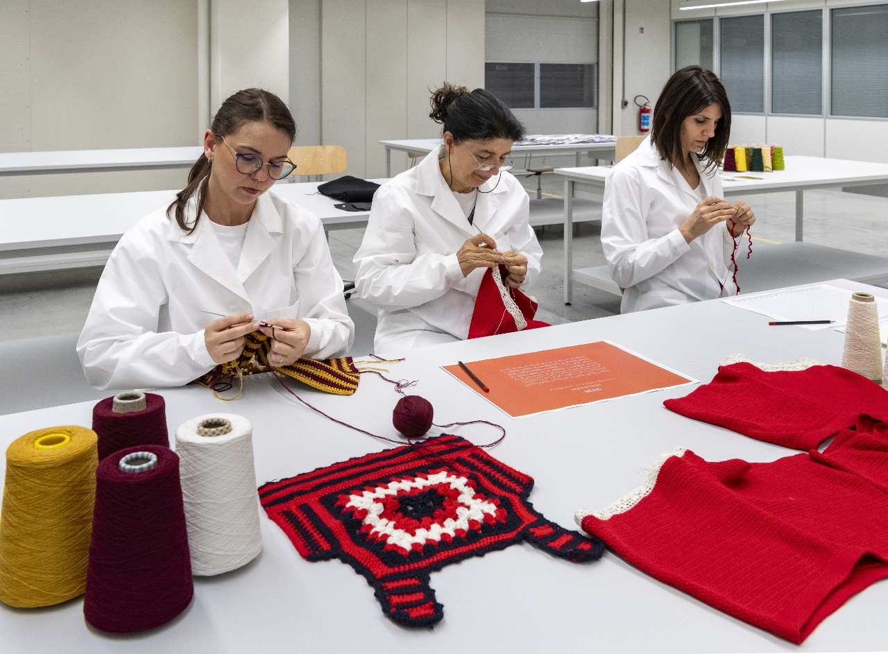 The Prada Group Academy at Torgiano passes on artisanal skills and know-how through the generations, such as its signature crocheting. Image: Prada 
