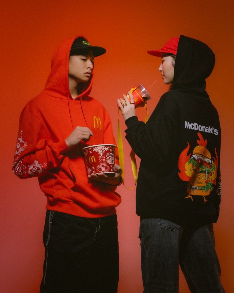 The signature hoodie of the Clot x McSpicy capsule features a McSpicy sandwich. Photo: Clot