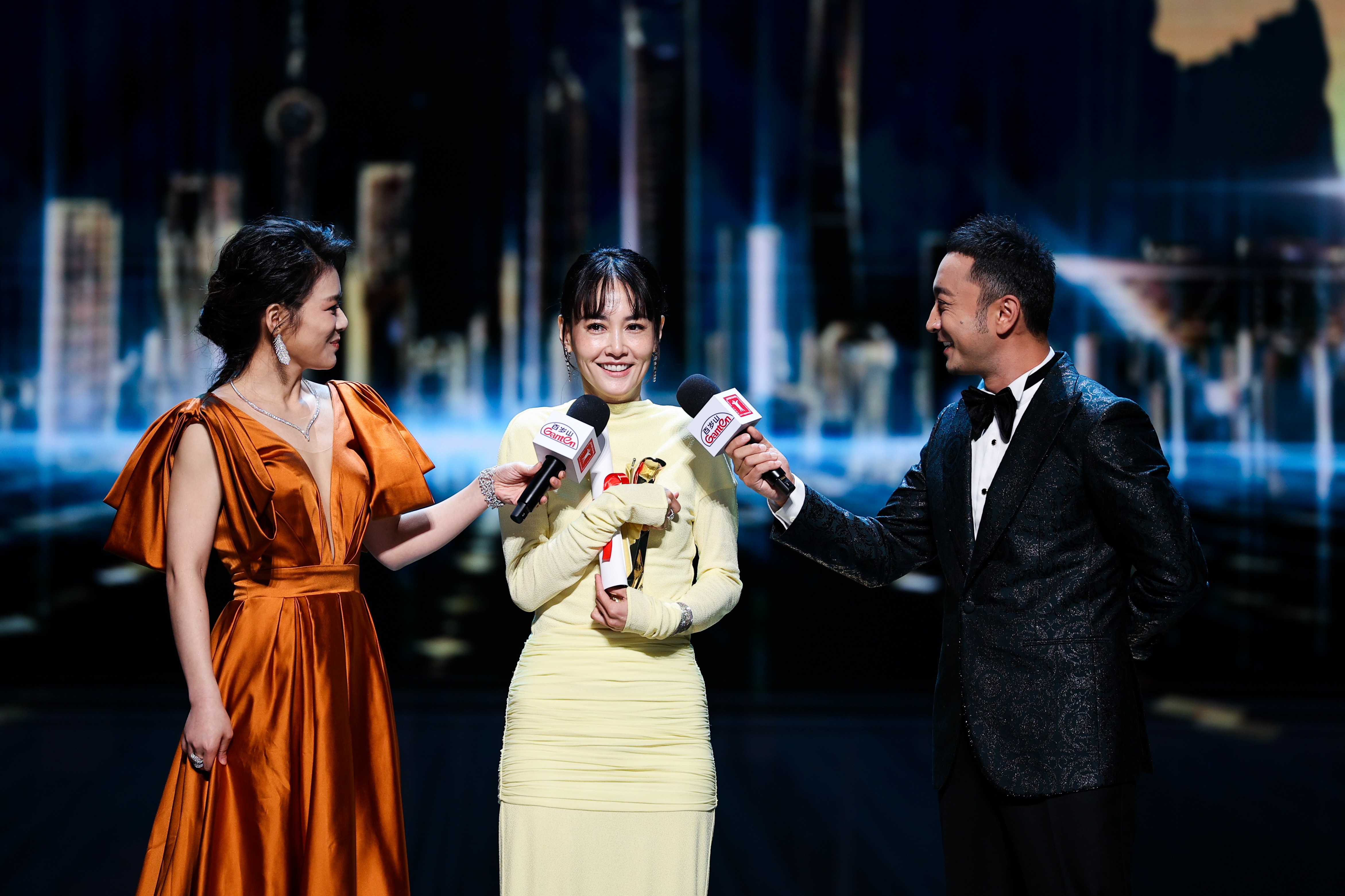 Actress Rinko Kikuchi poses with her Best Actress trophy on the stage during the closing ceremony of the 25th Shanghai International Film Festival at Shanghai Grand Theatre on June 17, 2023 in Shanghai, China. Image: Getty Images