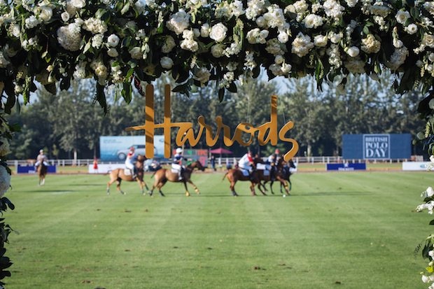 A Harrods logo on display at British Polo Day China (Sam Churchill/British Polo Day)