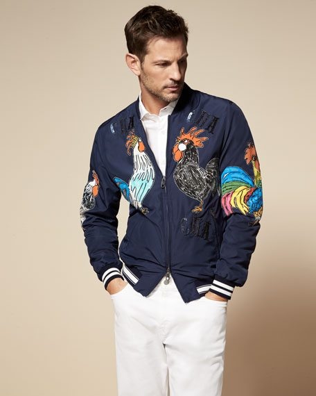 A rooster jacket by Dolce & Gabbana.