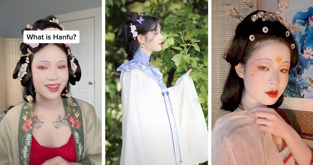 TikTok user @MochiHanfu shares her love of Hanfu with half a million followers. Photo: Screenshots, TikTok