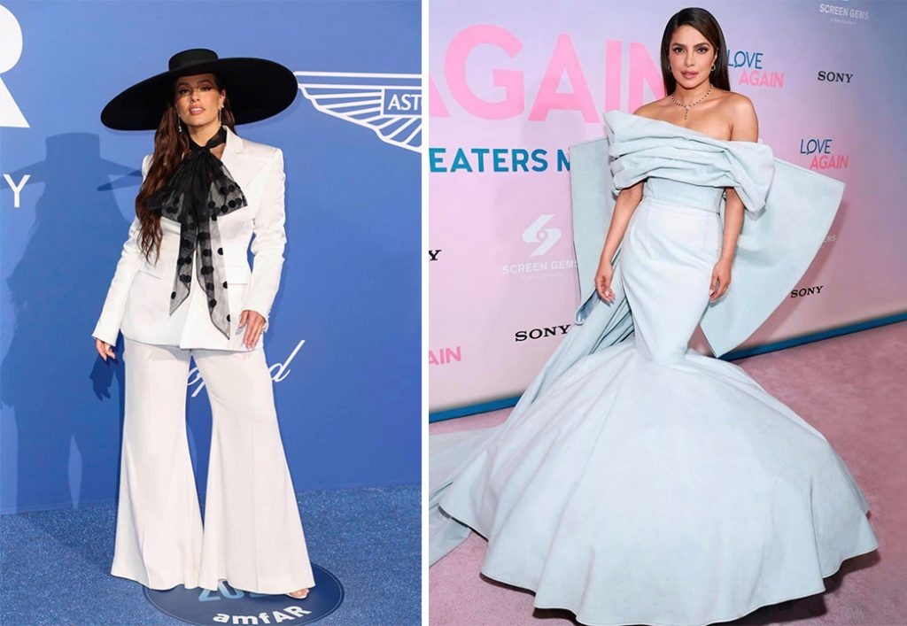 Model Ashley Graham and actor Priyanka Chopra wear looks from Nina Ricci's Fall 2023 collection by Harris Reed. Photo: Nina Ricci