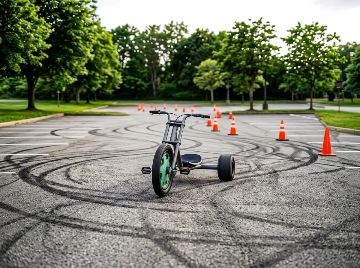 Tråsykkel i kjeglebane. 