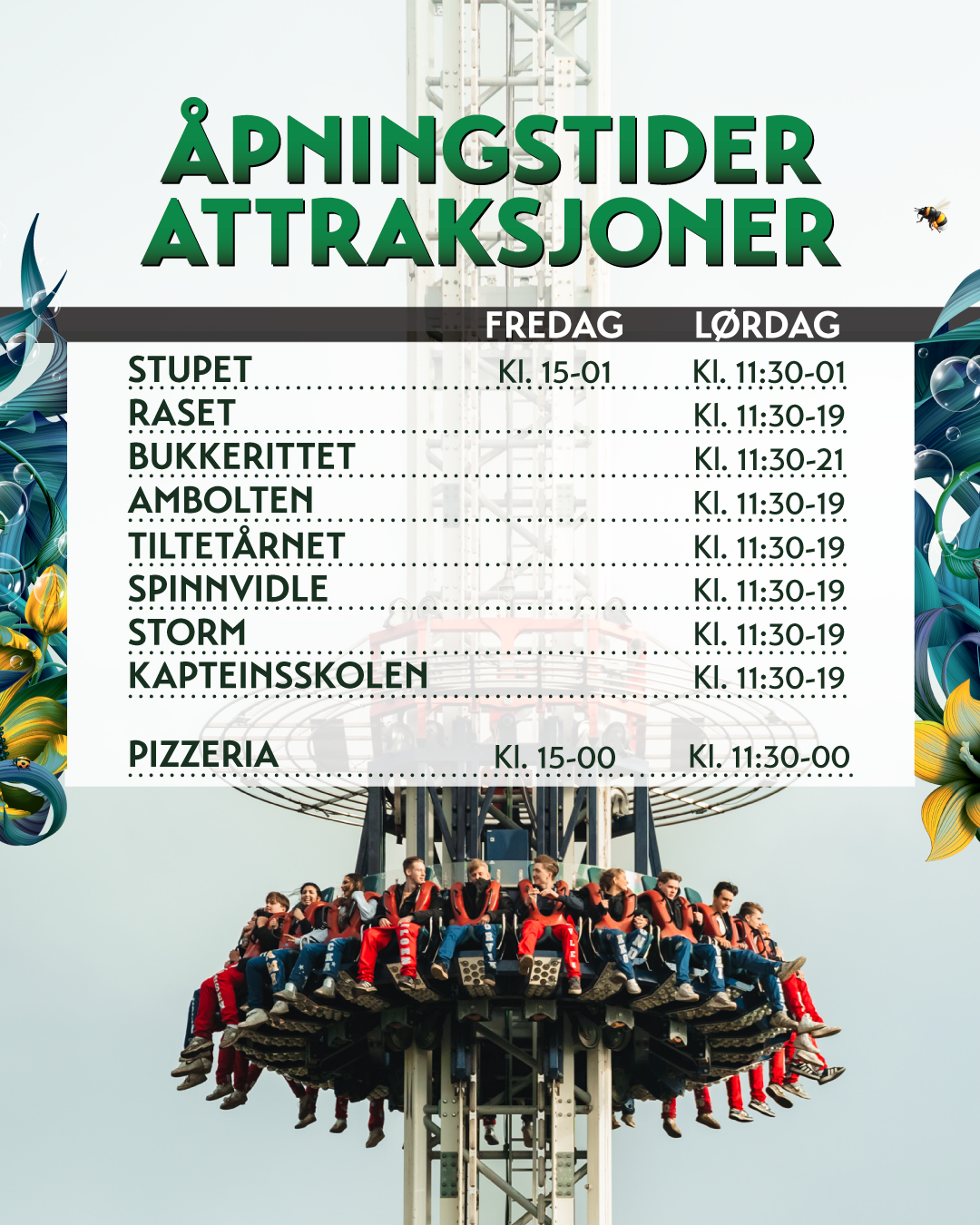 Attraksjonene på Landstreff Stavanger sine åpningstider