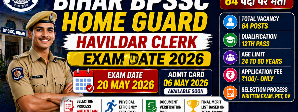 Bihar BPSSC Home Guard Havildar Clerk Exam Date 2026 Released: Check Official Notification and Schedule