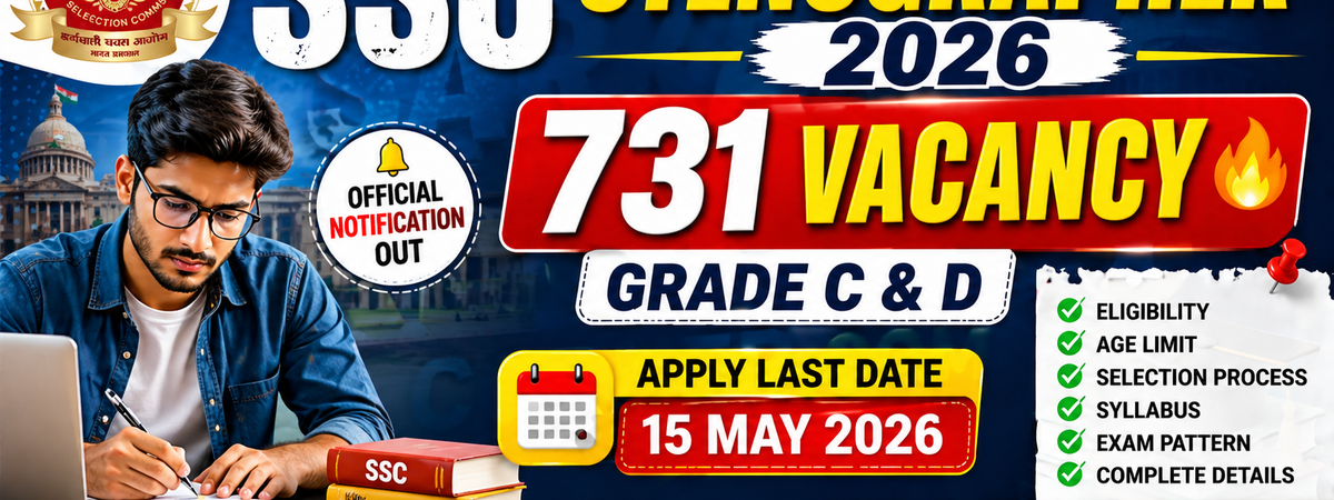 SSC Stenographer Recruitment 2026: Official Notification Out for 731 Grade C & D Posts—Apply Online
