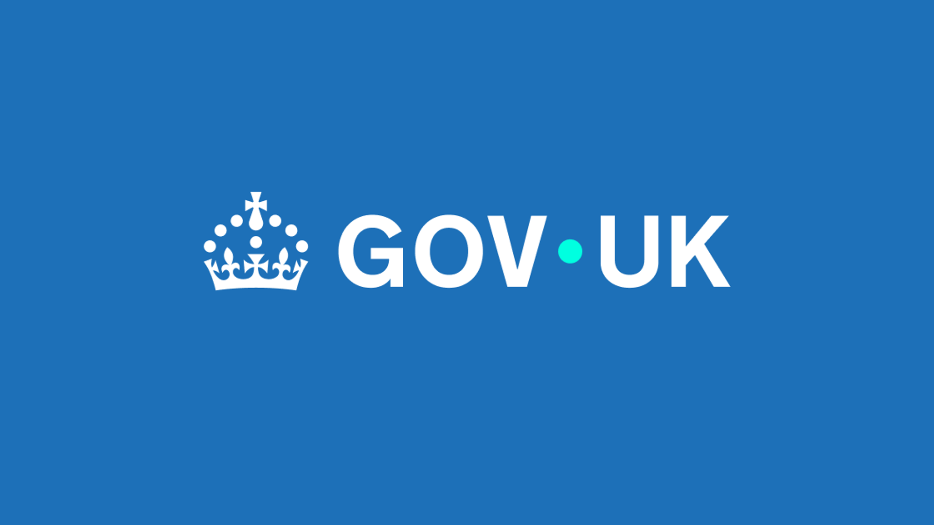 Ühendkuningriigi valitsuse GOV.UK valge logo sinisel taustal.