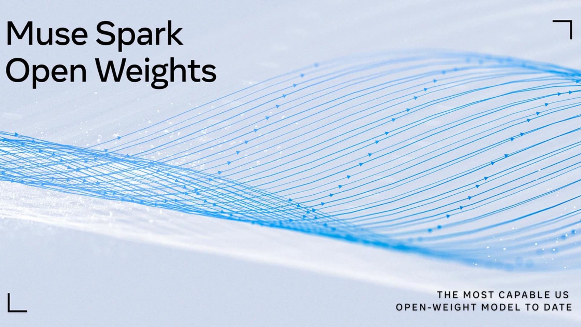 Muse Spark Open Weightsi ametlik helesinine graafika laineliste ühendusjoontega.