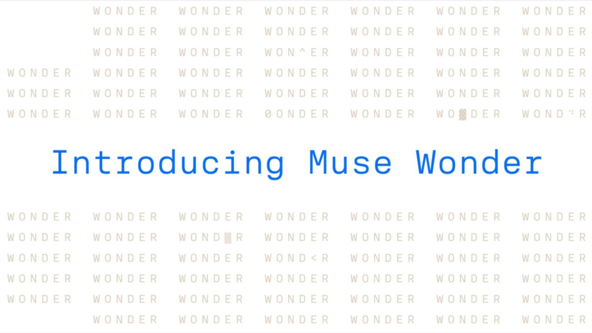 Meta ametlik Muse Wonderi tutvustusgraafika sinise pealkirjaga valgel taustal.
