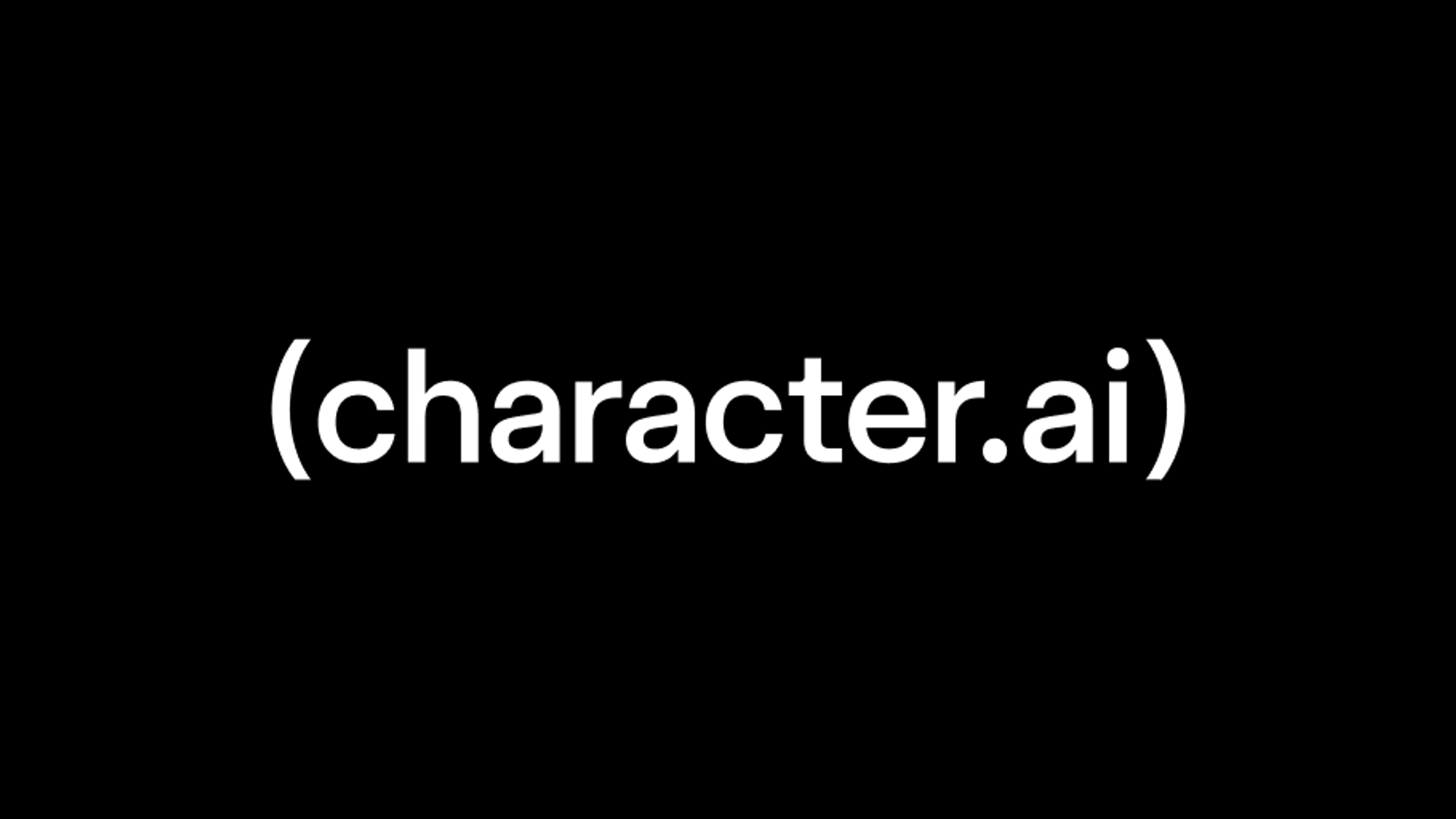 Character.AI valge sõnamärk mustal taustal.